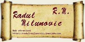 Radul Milunović vizit kartica